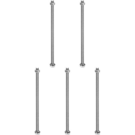 Lot de 5 vis à tête hexagonale M5 x 120 mm en acier inoxydable 304, écrous, rondelles plates et de verrouillage, entièrement filetées, finition brillante pour maison, électronique