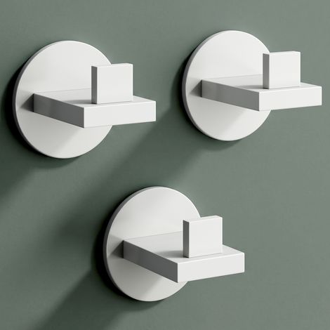 Mai & Mai Kleiderhaken 3 Stück Wandgarderobe Wandhaken aus Edelstahl Garderobenleiste Garderobenhaken 8cm Matt weiß Stalo-08 (1/5)