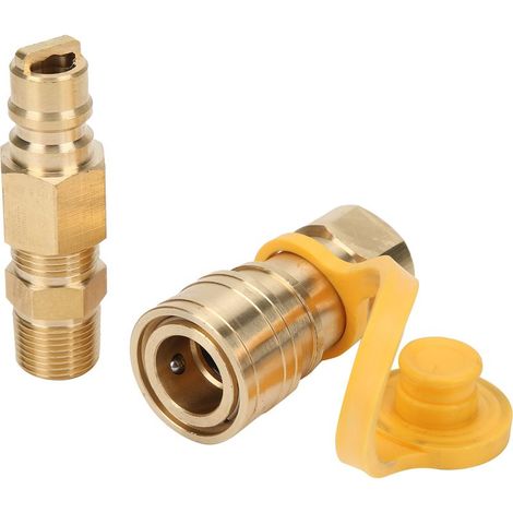 Raccords rapides pour gaz propane 3/8 po, adaptateurs en laiton avec vanne d'arrêt (1/5)