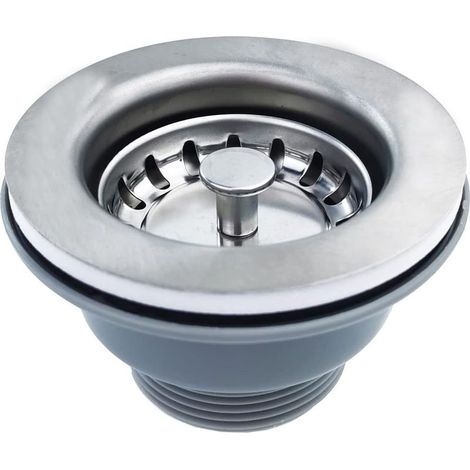 Bonde d\'évier sans trop plein panier inox ø 84 mm 1½", Acier inoxydable + ABS, Bonde + Panier (1/5)