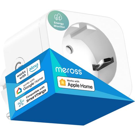 Meross Presa Smart, Presa Intelligente con Monitoraggio Energia, Compatibile con Apple HomeKit, Alexa e Google Home, Presa WiFi Schuko Controllo Vocale e Remoto App, 3840W, 16A, 2,4GHz, 1 Pezzo (1/4)