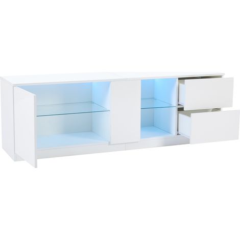 GagaMeuble TV LED 160x40x52 cm blanc pour 65 pouces (1/5)