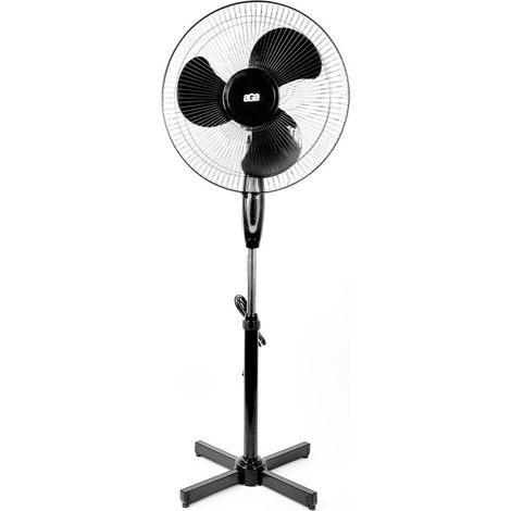 Aga24 – Ventilateur sur pied 43 cm – 45 W – 3 vitesses – Rotation 90° – Niveau sonore 57 dB(A) – Hauteur réglable 90-130 cm