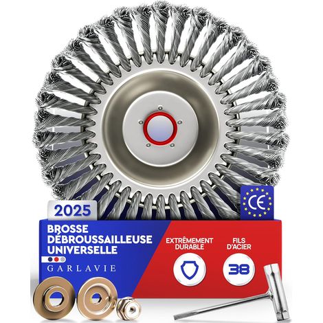 1 - Tête De Débroussailleuse - Brosse Métallique - Alésage 25,4 Mm - Pour Mousse Et Mauvaises Herbes - Compatible Essence - Argent - 25,4 Cm (1/5)