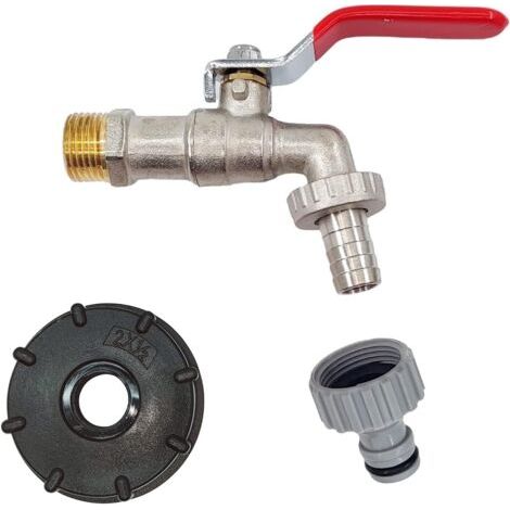 CSPone IBC 1000L Réservoir d'eau Robinet Accessoires Robinet d'écoulement Réservoir de pluie 1000L Réservoir d'eau -IBC Adaptateur de vidange pour tuyau d'arrosage de qualité alimentaire 3/4" ( (1/4)