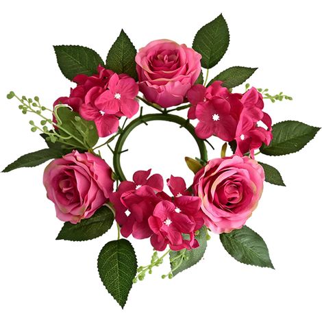 Guirlande de Roses de Simulation, Mini Anneau de Bougie pour la Décoration de Placard de Table à Manger de Salon de Fête de Mariage (BB) (1/5)