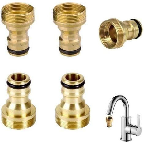 5 pièces de connecteur de bassin tout en cuivre connecteur de conversion de sucette domestique M22 connecteur de robinet de bassin à motif de dents fines interne et externe (1/5)