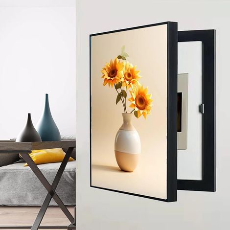 Cache Compteur Electrique Decoratif 40 x 60 cm Aluminium Couvercle De Panneau Électrique Mural, Mural Peinture Boîte De Compteur Électrique Cachée Armoire Couverture Boîte (1/5)