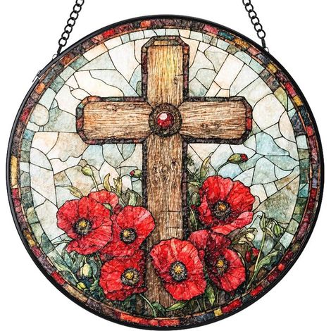 Attrape-soleil rond vitrail à suspendre – Décoration fenêtre et porte, idée cadeau maman papa femme homme, Diamètre : 12.5 cm (1/4)