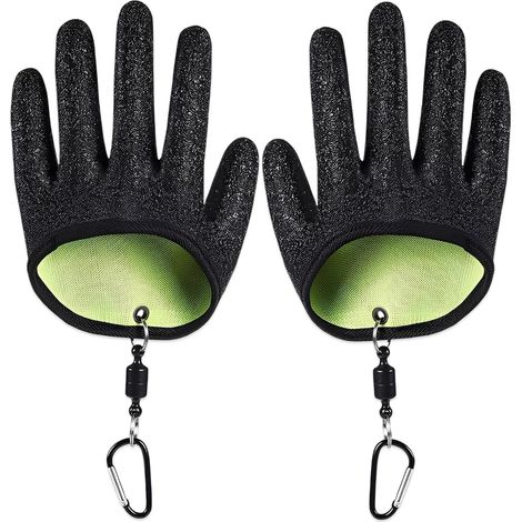 1 paio di guanti da pesca impermeabili, resistenti a tagli e forature, con 2 fibbie magnetiche, accessori per la pesca sicuri di lucci, lucioperca e pesci gatto.