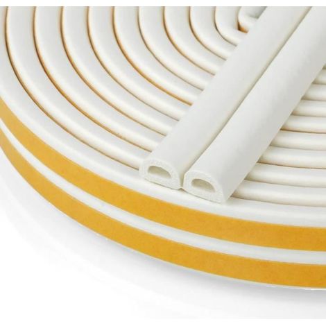 Bande de Joint D-Profil, Joint d'Étanchéité Porte, Joint Fenetre Isolation avec Forte Adhérence, Isoler du Bruit, Anti-collision (1/4)