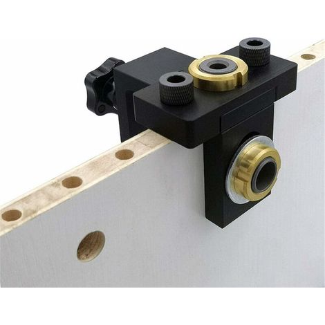 Kit de Gabarits de Perçage 3-en-1 pour Trous Fraisés 8/10/15 mm, Guide de Perçage Réglable avec Pince de Positionnement et Pointeau, Outils de Menuiserie pour le Bois (1/5)
