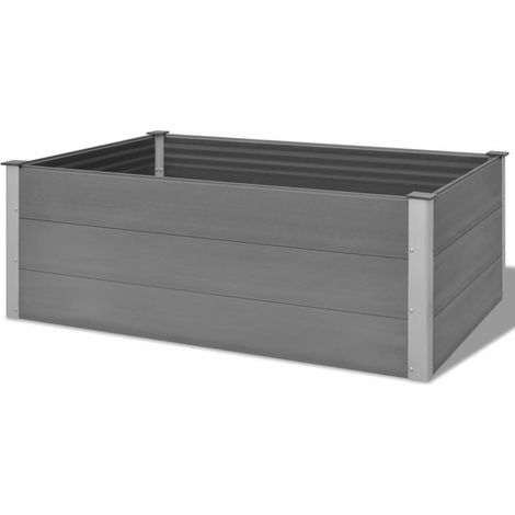 Fioriera rialzata per piante e fiori giardino WPC 150 x 100 x 54 cm grigio 020001238