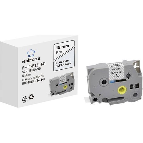 Renkforce RF-LT-BTZe141 Compatibile sostituisce Brother TZe-141 18 mm Colore Nastro: Trasparente Colore carattere: Nero (1/2)