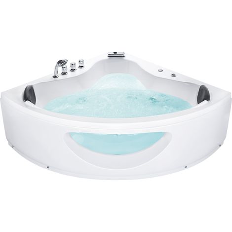 Bañera de hidromasaje esquinera de acrílico negro LED 138 cm moderno jets de masaje Tocoa