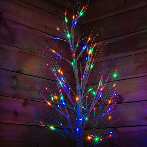 1.5m Christmas Outdoor Birch Tree with 64 Multicoloured LEDs (1/5)