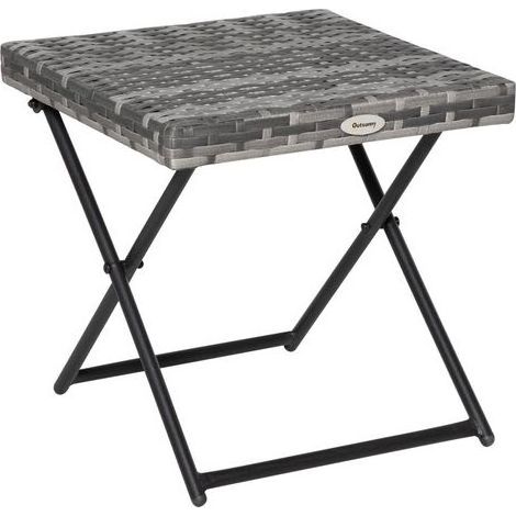Table d'appoint pliante en polyrotin, table basse, table plateau, table de balcon, table de jardin, table de canapé, table à thé, mobilier de jardin, table en rotin pour jardin, terrasse, balcon, 40 x (1/5)
