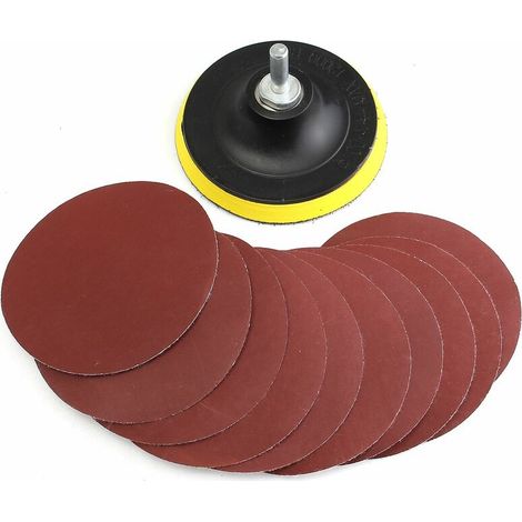 10Pcs 4 Inch Sandpaper Polishing 1000 Disc + 1Pcs Sanding Adapter + M10 Rod WASHED (1/4)