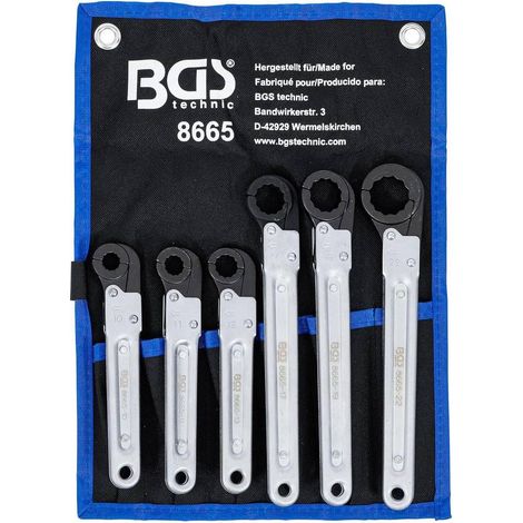 Jeu de Clés à Tuyauter à Cliquet 6 pcs - Acier Résistant - Travail Rapide et Précis, Pro - D-Work (1/5)
