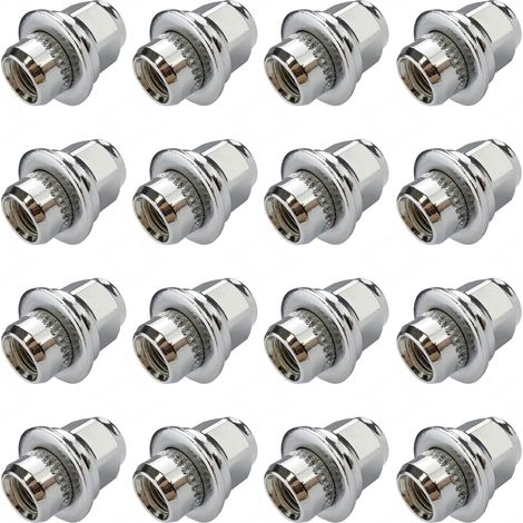 16 tuercas de rueda cromadas cerradas M12x1.25 con soporte plano móvil, ancho de llave de 21 mm para llantas de aluminio Nissan