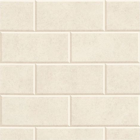 Stone tile wallpaper wall Profhome 343225 non-woven wallpaper slightly textured stone look matt beige cream 7.035 m2 (75 ft2) (1/5)
