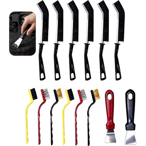 14-Piece Kit with Seal Brush Bathroom Metal Brush Brass Brush Suitable for Cleaning Rust Floors Tiles Bathroom Kitchen (1/5)
