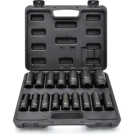 Juego de vasos de impacto largos de 1/2" 10-32 mm 16 piezas (5) (1/5)