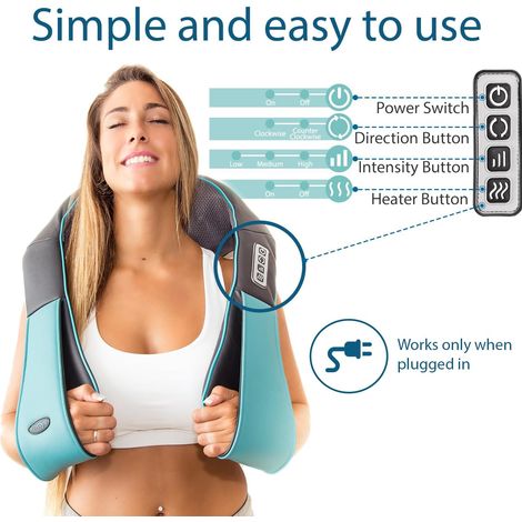 Appareil de massage par acupression pour la nuque et le dos (avec fonction chauffante) - coussin de massage pétrissant - masseur électrique. (1/3)