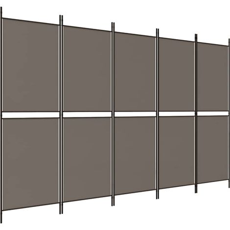 Paravent Cloison de séparation 5 panneaux, Pour Jardin, Balcon, Terrasse Anthracite 250x200 cm Tissu OIB9578E (1/5)