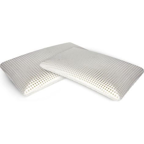 Lot de 2 oreillers pour lit, Oreiller ergonomique "savon" en mousse à mémoire de forme perforée, hypoallergénique et respirant, 70x40xh12 cm (1/5)