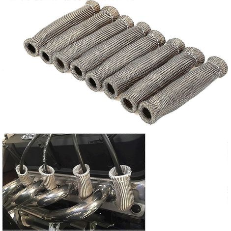 Protection de câbles d'allumage (8 pièces) en fibres de titane, gaine isolante thermique pour câbles d'allumage, résistance à 2500 degrés, protection de câbles de bougies d'allumage de 15 cm (6 pouces (1/5)