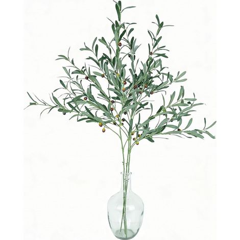Branches artificielles d'olivier 110cm Grande Plante Artificielle Décoration Faux olivier pour vase, Maison, Chambre, Bureau, Décoration de table, Intérieur/Extérieur, Jardin, 3 pcs (1/5)