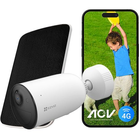 Caméra Surveillance Extérieure sans Fil avec Panneau Solaire 5W, 2K AOV, Détection de Forme Humain/Véhicule, Vision Nocturne Couleur, Audio Bidirectionnel, Défense Active, IP66, 4G Kit (1/5)