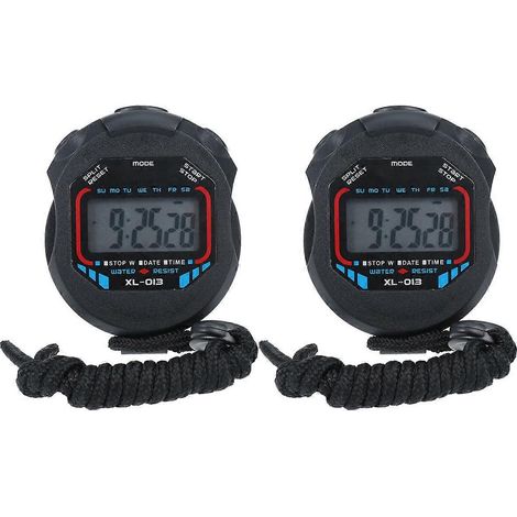 Lot de 2 chronomètres bidirectionnels 009A, chronomètre électronique multifonction professionnel pour sports de plein air (noir) (1/4)