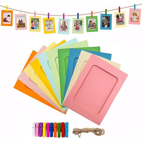 Lot de 10 guirlandes photo, cadres photo avec pinces et sangle, cadre photo 10 x 15, guirlande photo murale avec pinces, guirlande photo pour chambre d'adolescente (1er anniversaire), kit de cadres ph (1/5)