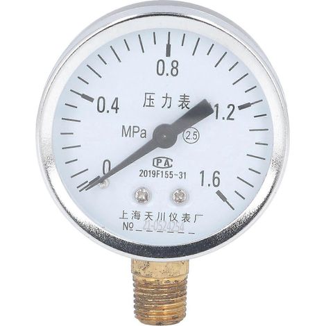 Manometer 1/4 NPT, transparentes Zifferblatt, Genauigkeitsstufe 2,5, Manometer mit Edelstahlgehäuse