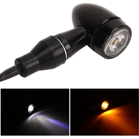 Ein Paar universelle Motorrad-Positionsleuchten in Retro-Ogive-Form, die als Blinker, Bremslichter, Tagfahrlicht und Nebelscheinwerfer fungieren, mit 3 Drähten. (1/5)