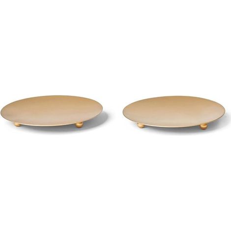 Set 2 plateaux bougeoir or 3 pieds Ø12cm pour bougies pilier déco table couronne Avent Noël métal