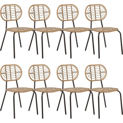 Set mit 8 Stühlen PRATELLO Polyrattan Naturfarben