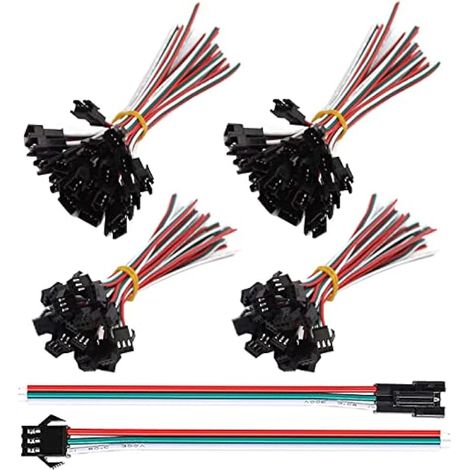 30 Pairs JST SM 3 Pin Plug Male to Female Câble Adaptateur Connecteur de Câble, 22 AWG JST SM JST Connector 3 Pin Adaptateur de Connecteur Mâle et Femelle avec Câble de Électrique de 150 mm (1/5)