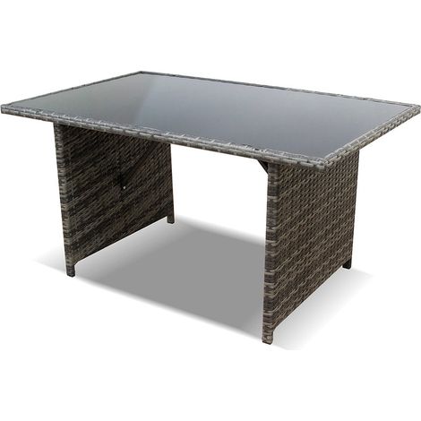 Mesa de Jardin Ratan PE y Cristal Templado. Muebles de Jardin y Terraza (1/5)