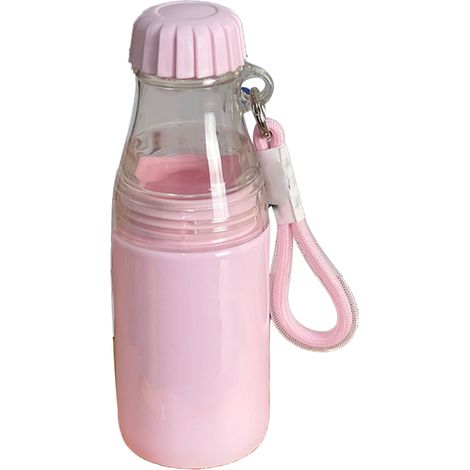 Tragbare Wasserflasche mit Trageschlaufe, abnehmbarem Becher, doppelwandigem, auslaufsicherem Design für Büro, Zuhause, Auto und Outdoor-Aktivitäten, pink (1/5)