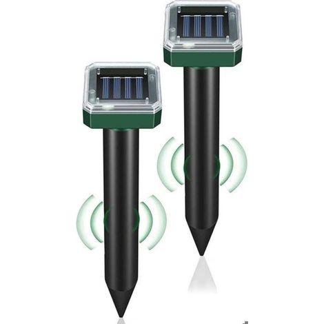 Lot of 2 ultrasonic solar repellents for lawn, garden, yard: repels rodents, mice, rats, voles, snakes, and more.