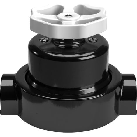 Creative-Cables Kit Interrupteur/Déviateur avec manette et base pour Creative-Tubes – (Noir avec manette blanche, 2 sorties en ligne, Ø interrupteur 66,5 mm) – En porcelaine – Fixation Murale (1/5)