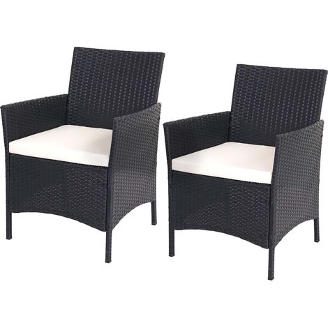 [NUNCA USADO] Lote de 2 sillones de jardín de poly ratán Halden, sillón de mimbre, antracita, cojines crema