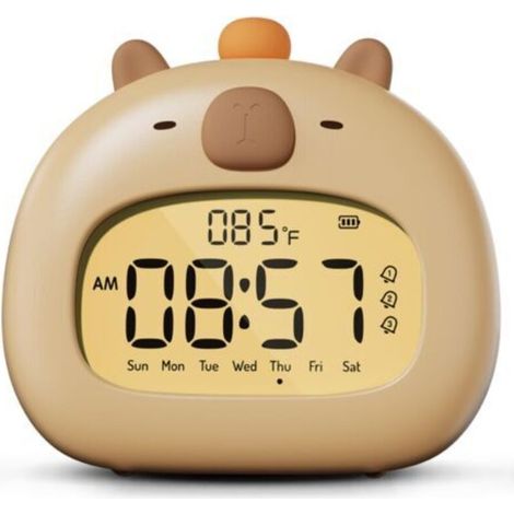 Réveil numérique - Réveil pour enfants - Réveil numérique pour enfants - Jouet pour enfants - Forme de capybara - Aide au sommeil - Rechargeable par USB-C - Veilleuse (1/5)