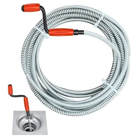 Abflussreinigungsspirale, Abfluss mit Kurbel 5 m × 6 mm, Spüle, Toilette, geeignet für Küchenspülen und Badezimmerrohre - (1/5)