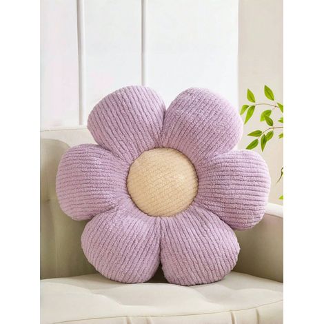Oreiller en forme de fleur, Oreiller doux en marguerite, en fourrure imitation lapin, pour chambre d'hiver, canapé, literie, ameublement, 40cm40cm (1/4)