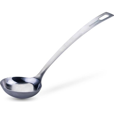 Louche en acier inoxydable – pour les sauces, avec œillet de suspension, passe au lave-vaisselle, argenté
