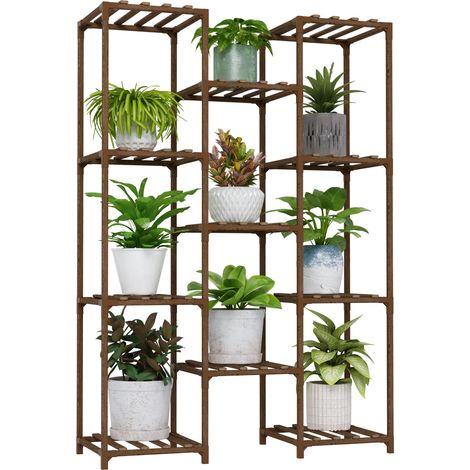 Support pour plantes – Grande étagère en bois pour salon, extérieur, plusieurs plantes d'intérieur, terrasse, balcon, jardin (1/5)